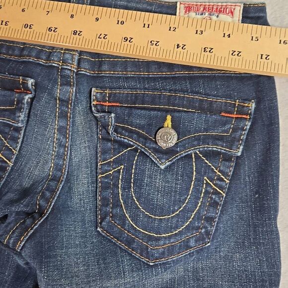 Vintage True Religion Joey Jeans Woman’s 28 Flared Flap Pockets Y2K USA x34 - Picture 10 of 13